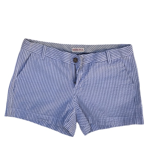 Merona Blue Seersucker Mid-Rise Shorts | Size 4 - Picture 7 of 7